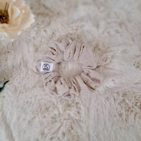 Scrunchie, kímélő hajgumi - Bézs (pamut)